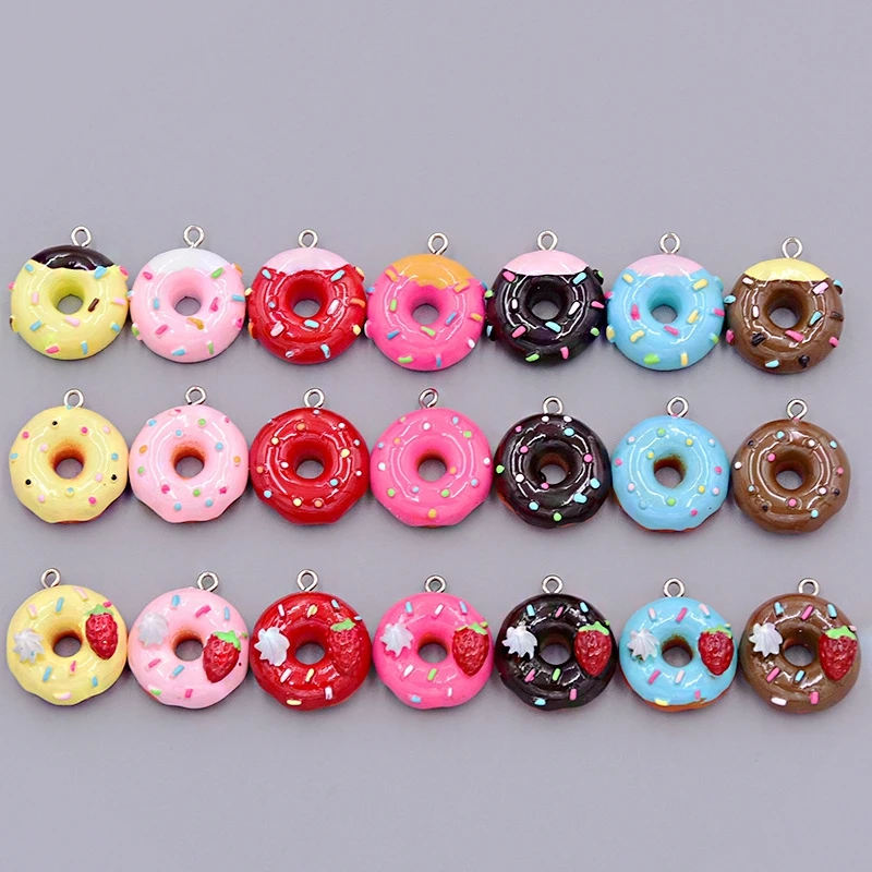 Resin Donut Charms Beads Donuts Flat Back Charm
