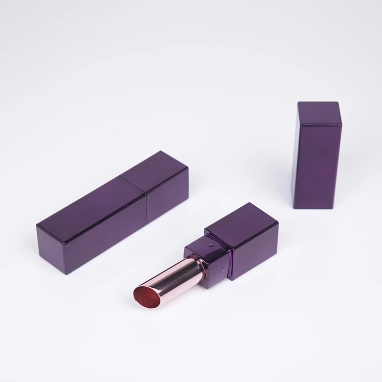 High end Aluminum metallic Makeup packaging square 3g matte gold lipstick container