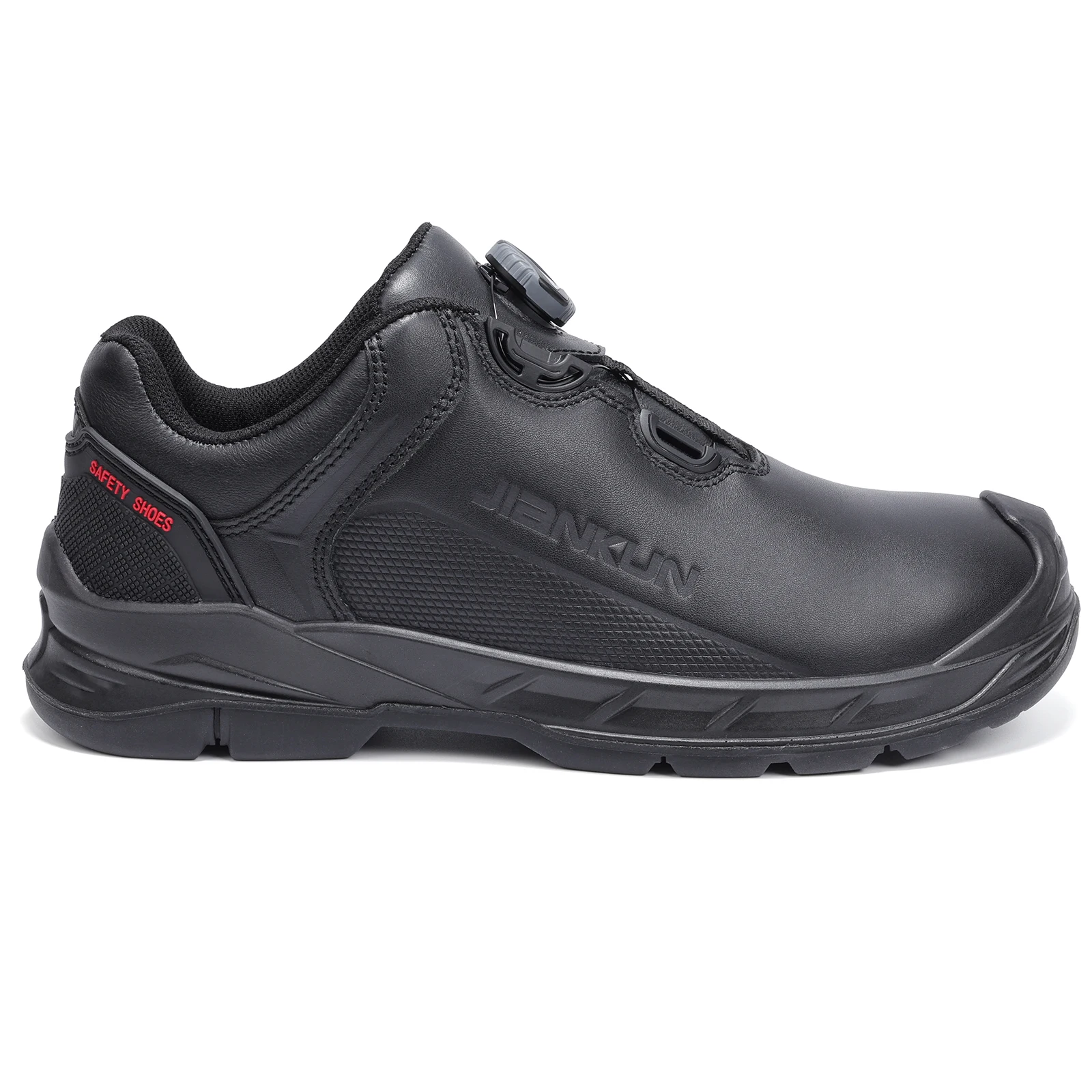 JIANKUN Unisex Genuine Leather Safety Work Shoes Anti-Smashing Industrial with Steel Toe Cap for Men