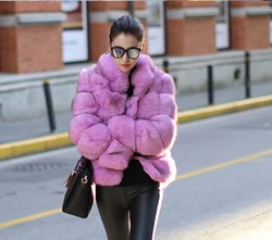 New Faux Fox Fur Coat Women Winter Fashion Stand Collar Artifical Fur Coats Women Warm Overcoat Female Faux Fur Jacket