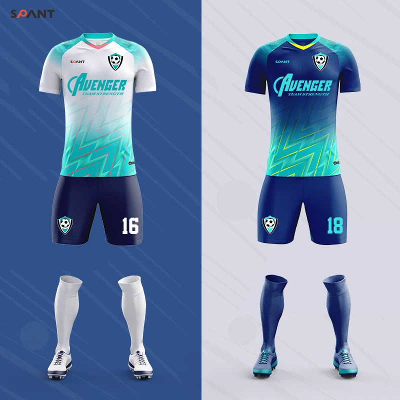 Mens Quick Drying Football Jersey Custom Name Sublimated Fabric Soccer Uniform Youths Sports Football Team Kits