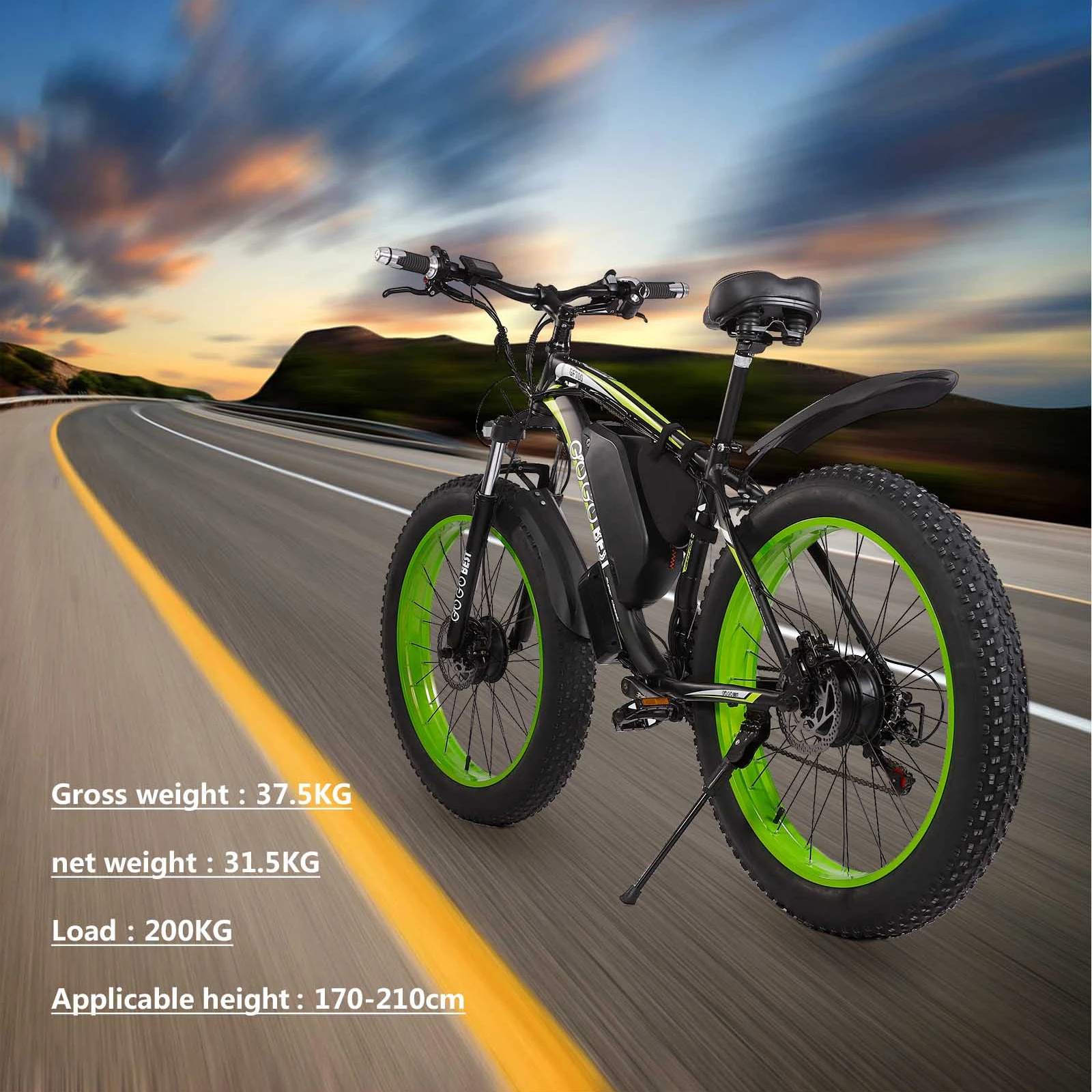 Europe GOGOBEST GF700 26 inch 1000w Dual Motor Electric Mountain Bike Off Road Fat Tire 48V 17.5Ah Battery Electric Snow Bicycle