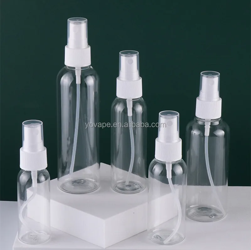 Empty atomizer round clear plastic spray bottles 30ml 60 ml 100ml 120ml 2 oz travel size toner cosmetic water mist spray bottle