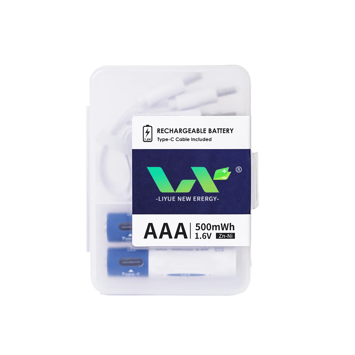 ААА зарядный аккумулятор 1,6 В Nizn Type-c 2500mWh аккумуляторные батареи с зарядным кабелем от 1 до 2