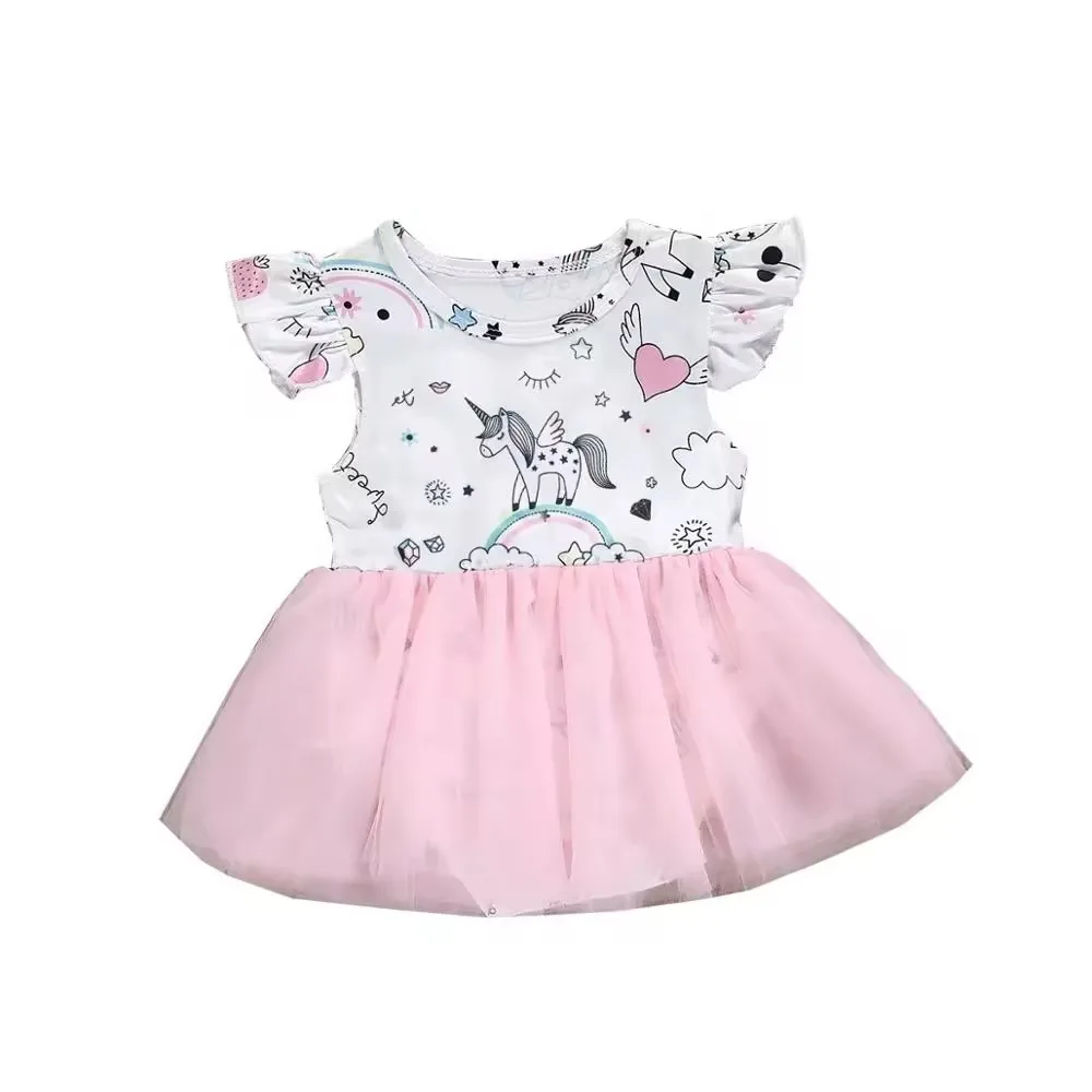 sweet color frock baby girl birthday dresses kids flower birthday party tunic dress children dresses girl party gown