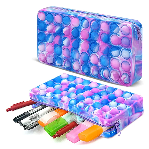 Pop Pencil case ,Simple Sensory Silicone Bubble Toy,Stationery Storage Bag Decompression Organizer