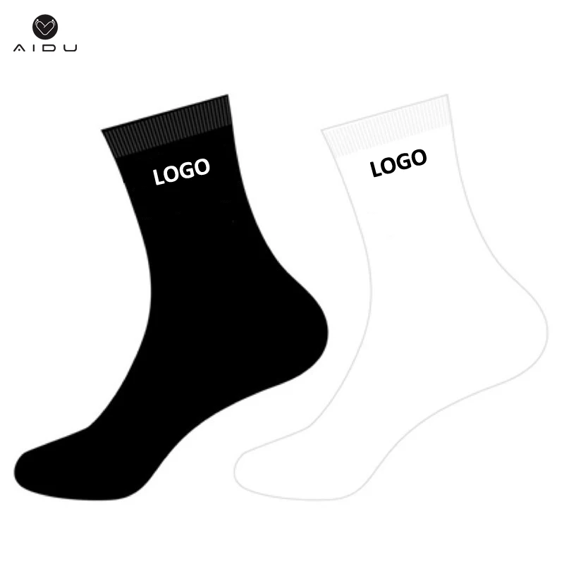 High quality sport socks black ribbed socks cotton tube custom logo socks for sports