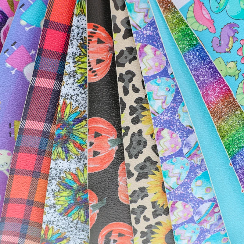 
Low MOQ heavyweight waterproof custom vinyl printed faux leather for hairbows 