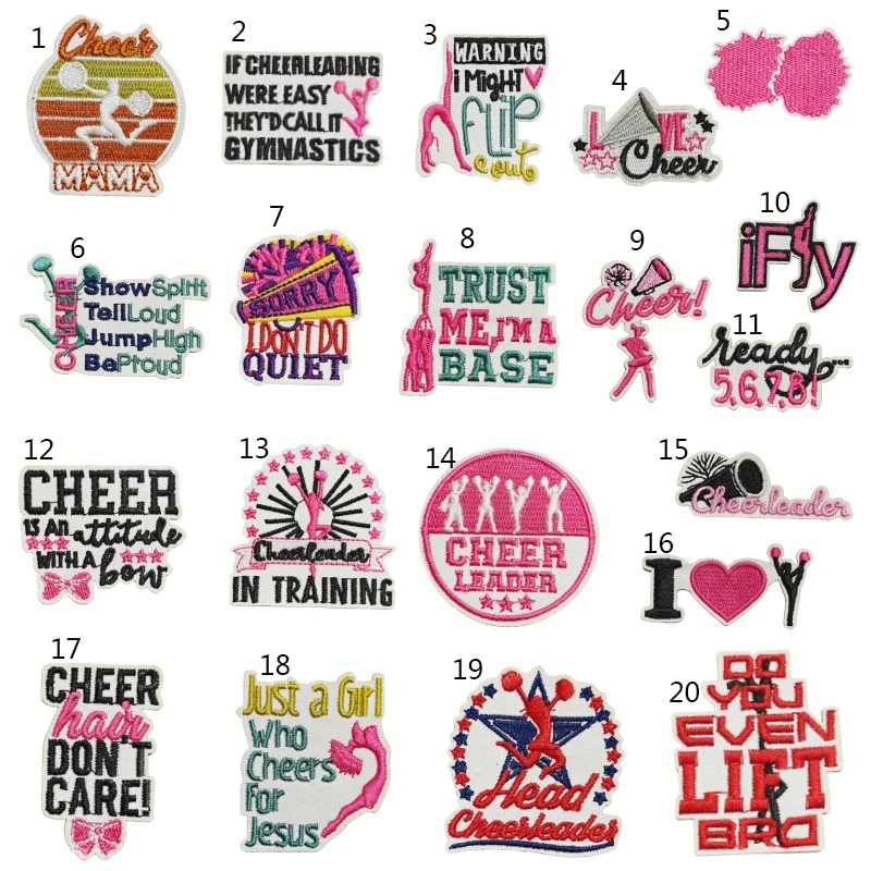 Cheerleading sports twill handmade embroidery iron-on cheer patches