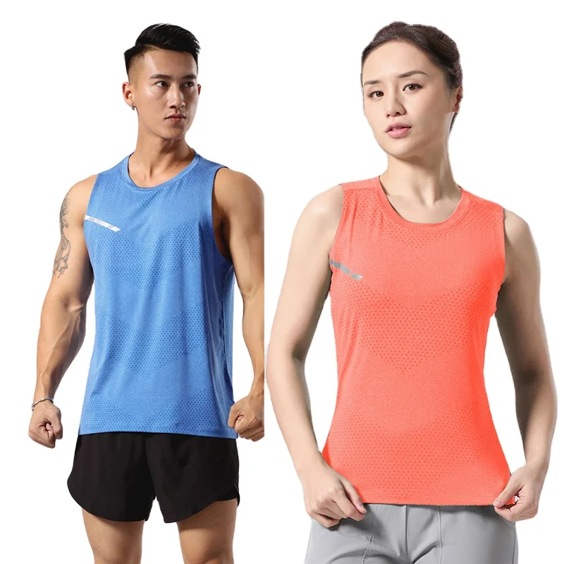 Solid Summer Unisex Vest Mens Mesh Tank Top Fitness Running Training Leisure Polyester Breathable Gym Men Sports Vest For Women