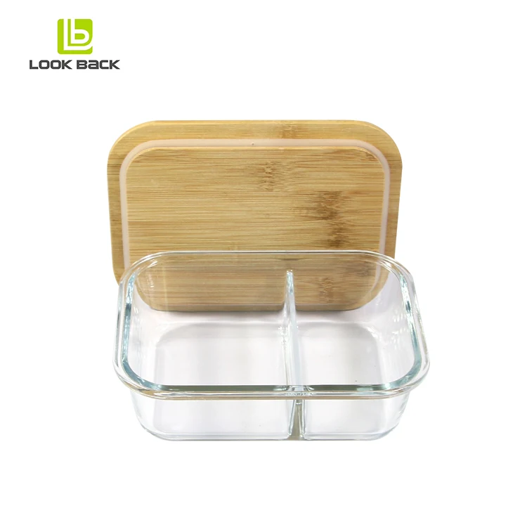 Customized personalized bread design office adult salad bowl glass lunch box with utensils