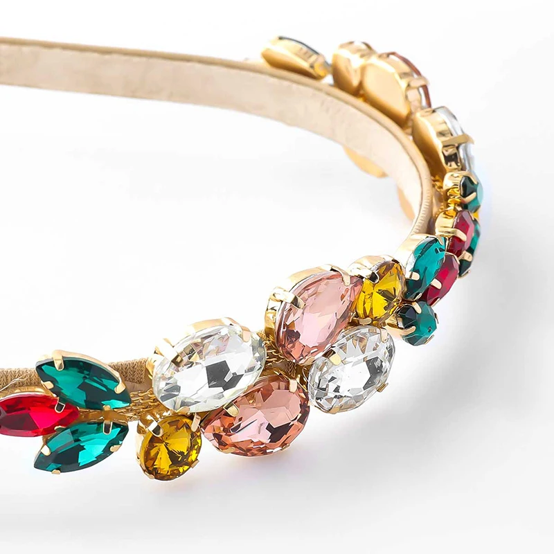 custom shower wash face spa dainty super sparkle velvet fabric pave multi color glass crystal headband for women