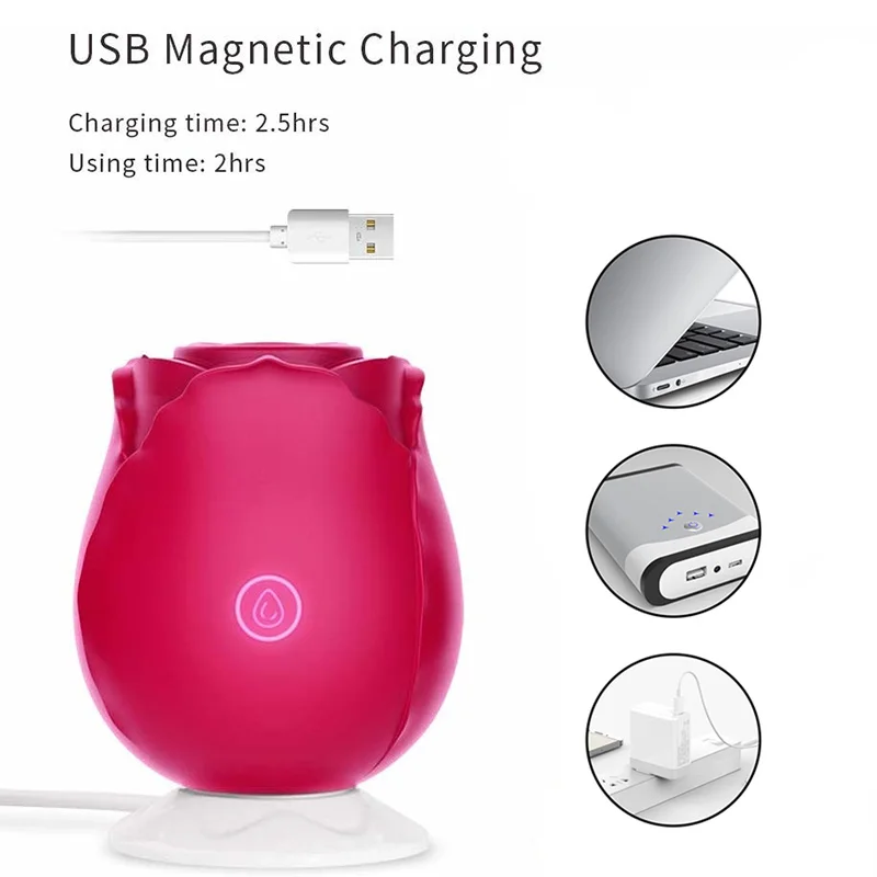 
Flower Vibrating Tail Pink Suction Adult Sex Rechargeable Vibration Sexy Adorime Rose Clitoral Vibrator 