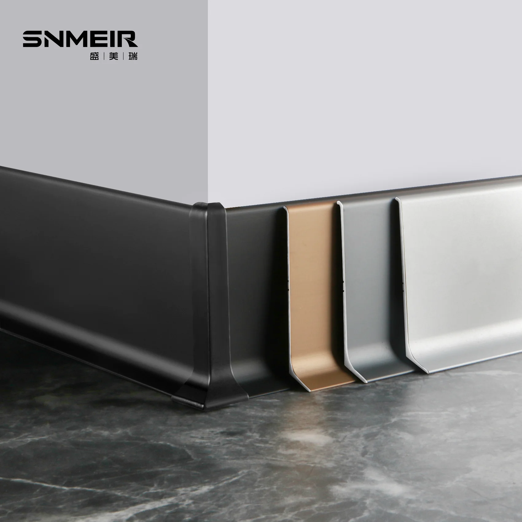 House Decoration Aluminum Profile Metal Skirting Line Floor Trim Materials Wall Protect Aluminum Baseboard