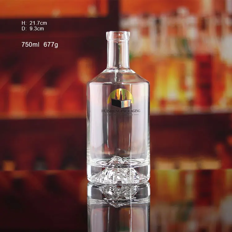 Round Clear 750 ml Empty vodka whiskey glass rum bottle for liquor