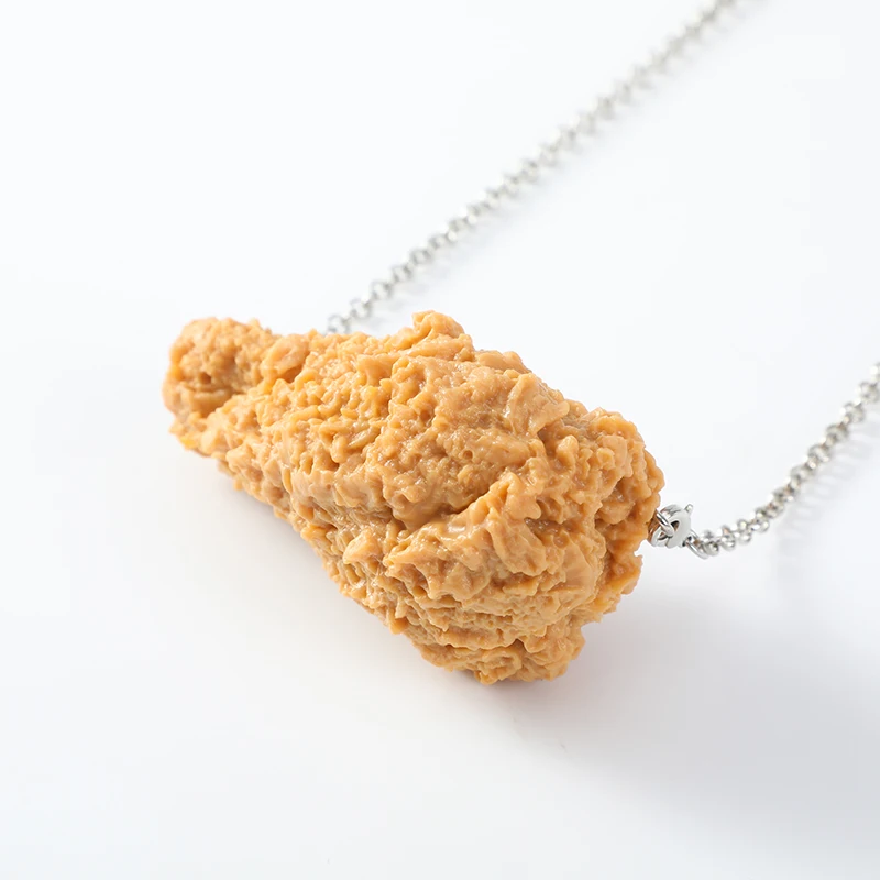 Hot selling imitation chicken nuggets chicken leg accessories personality trend necklace