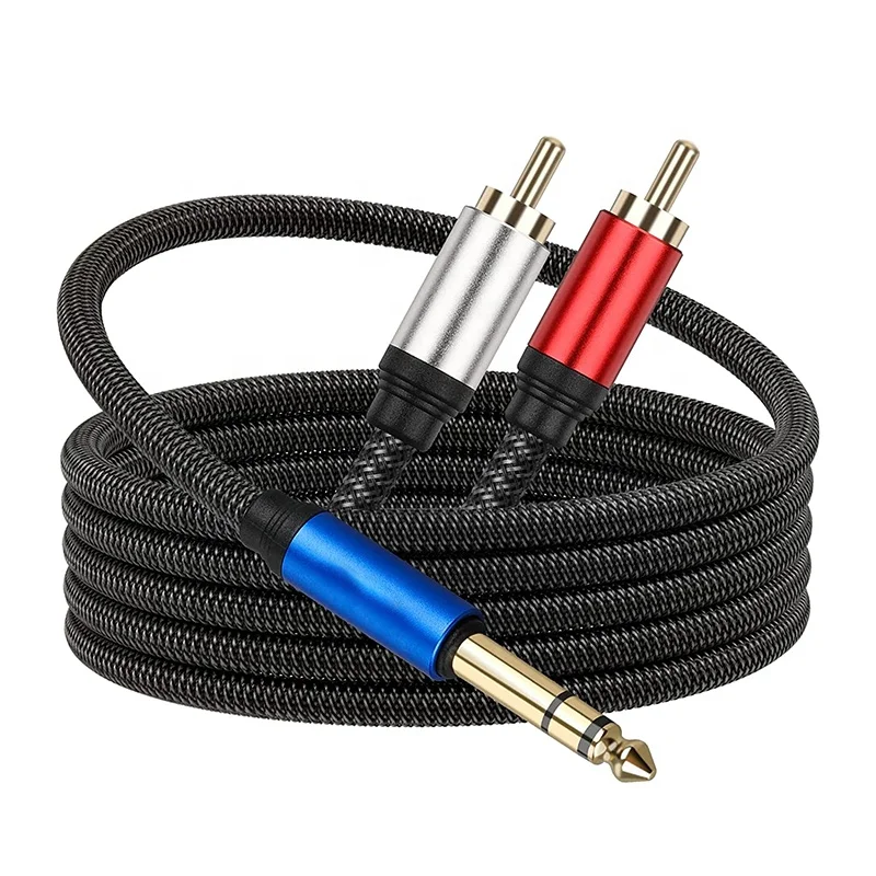 Audio 6.35MM To 2 RCA Y Splitter 6.35MM To Male Dual RCA 2 RCA Jack Stereo Audio Adapter Cable