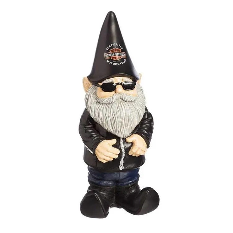 Custom Resin Statue Biker Themed Garden Gnome , Garden Decoration Lawn Polyresin Gnome Figurines#