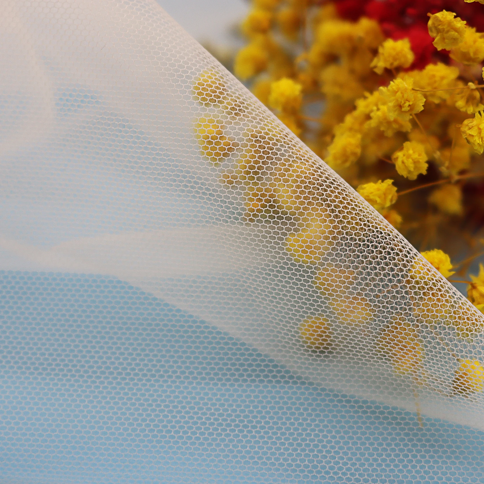 100% Polyester Hexagonal Transparent Mesh Fabric Roll for Mosquito Net Wedding Dress Wedding Petticoat Tent on sale