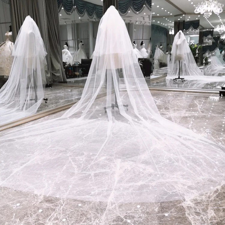 Тюлевая Фата для длинного свадебного платья, двухслойная, в стиле принцессы, цвета слоновой кости, шампанского