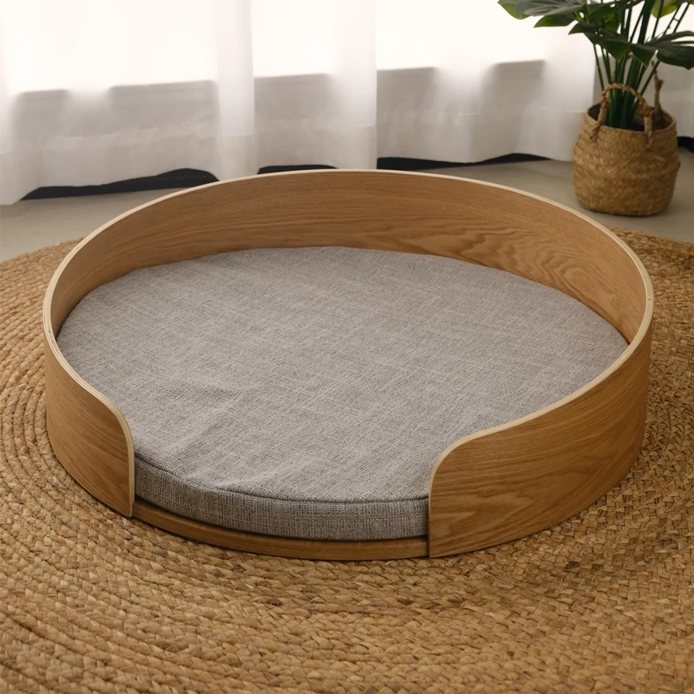 Luxury XL round Wooden Pet Bed Customized Animal Pattern Breathable and Warm for Dogs for Humans