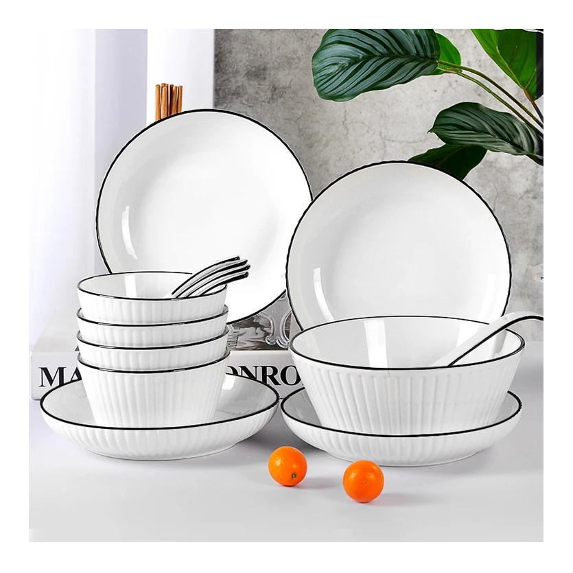 Nordic Ceramic Tableware Western Dinner Plate Strengthened Porcelain Unbreakable Tableware Sets luxury Ceramic Fruit Plate