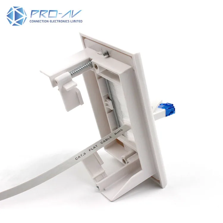 1 Gang Brush Wall Plate Cable Pass Through Insert Switch Device Wall Mount Plate Brush wall plate, two-piece