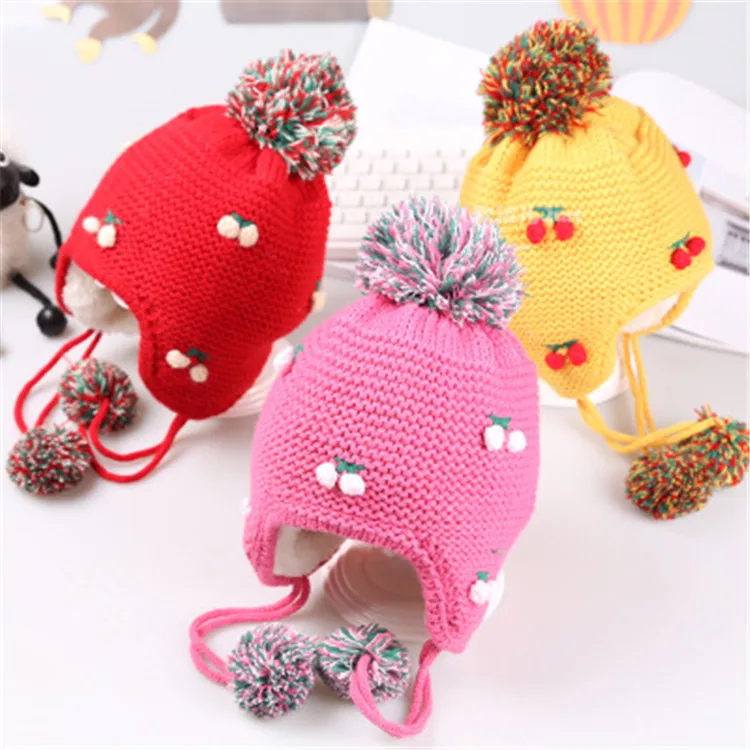 Производители продают Детские вишневые вязаные шапки, детские вязаные теплые шапки