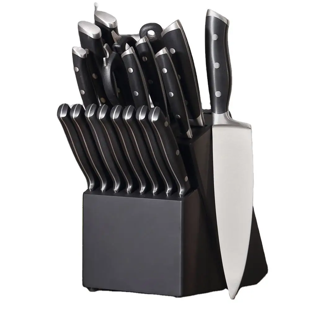 19 pcs custom logo Stainless steel forged Japanese chef kitchen knife set with wooden block set
