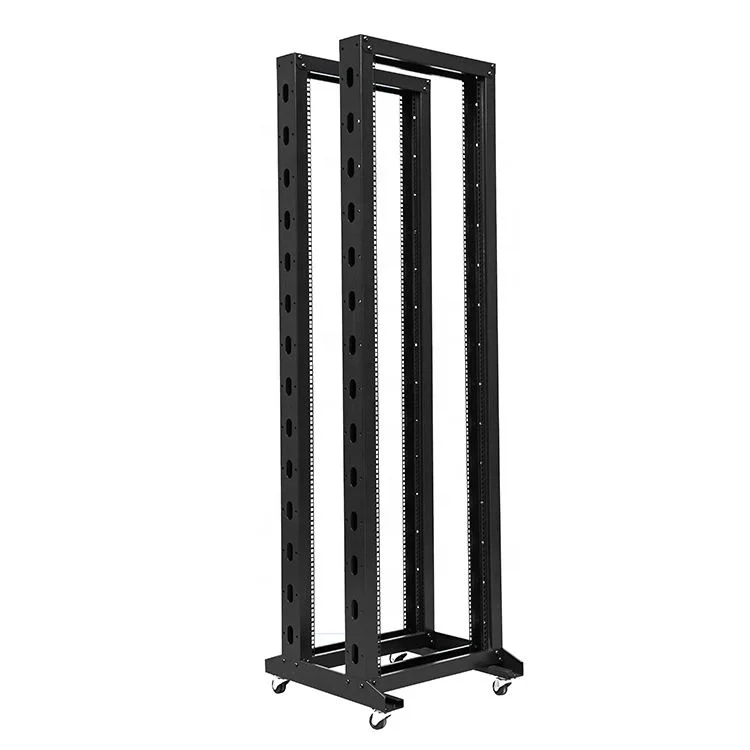 SPCC 19 Inch Network Rack Standard-Depth 4-Post  Castors 42U Double Frame Open Rack