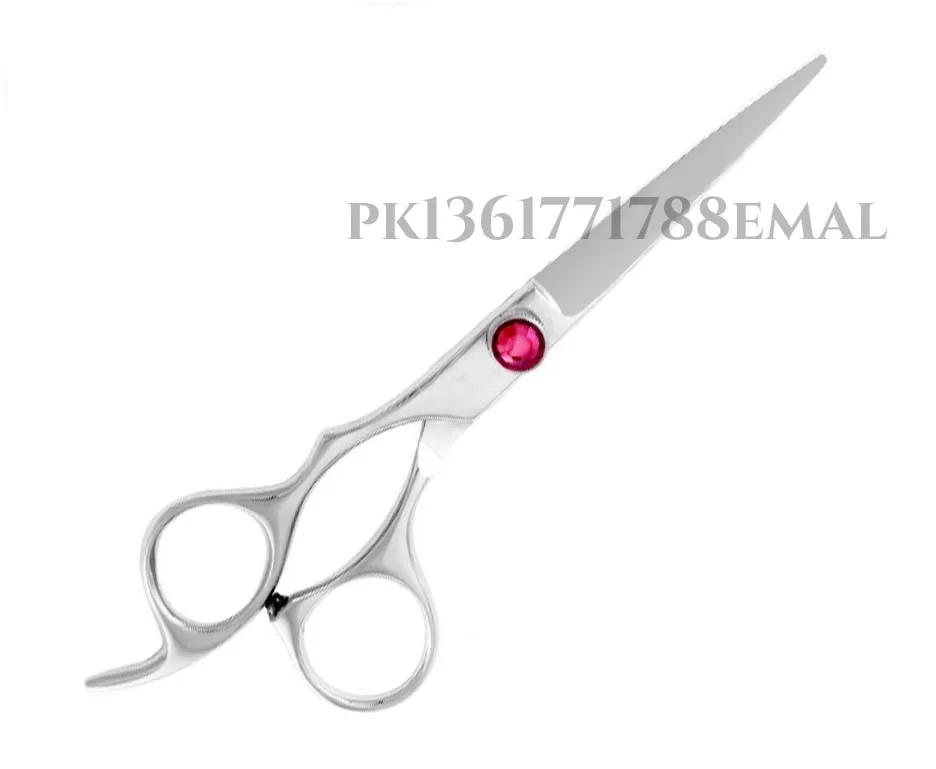 
Silver Left Handed Barber Scissor with Pink Gem set 