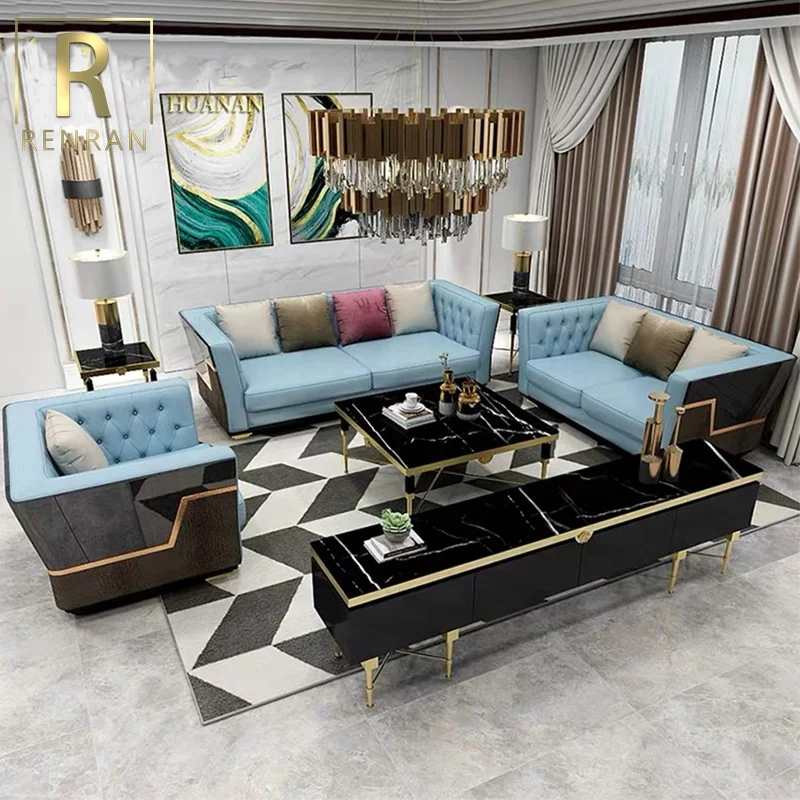 hot sale middle east living room set furniture luxury sofa set dubai leather sofa furniture