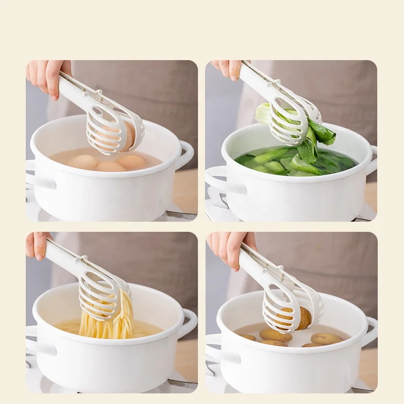 Pinmoo Kitchen New Plastic 3 In 1 Egg Beater Whisk with Pastry Food Tong Egg Clip Tong