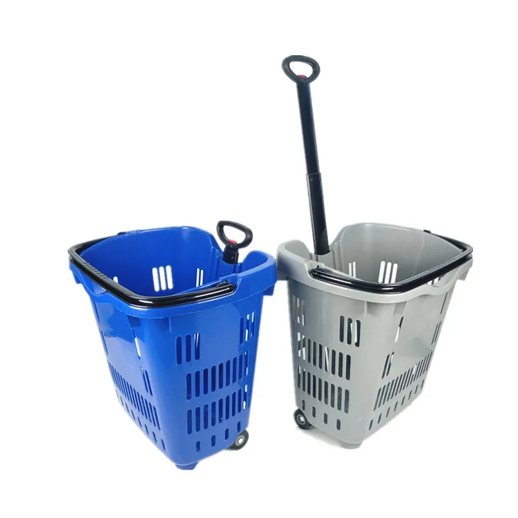 Hot sale folding plastic shopping cart for supermarket