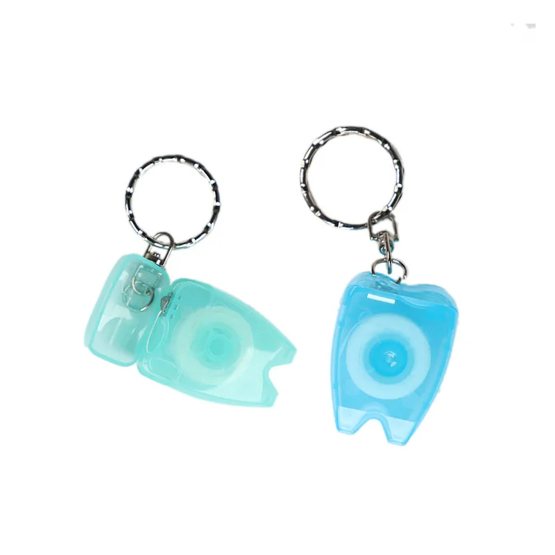 Custom Dental Floss, Silk Dental Floss 15m Printing Logo KeyChain Tooth Shaped Dental Floss