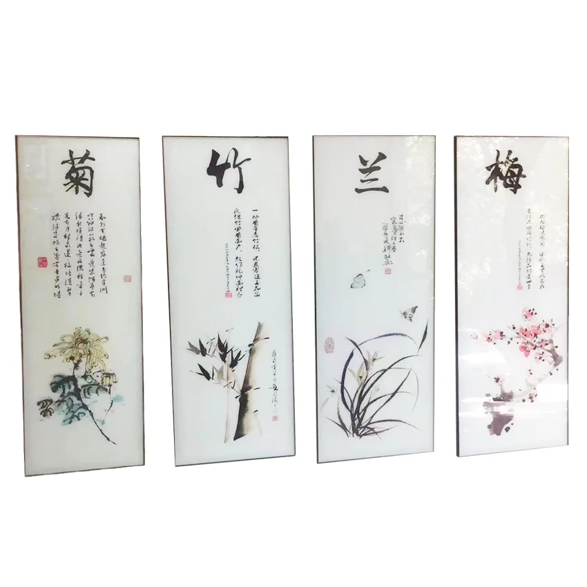 Customized interior decorative 3mm-19mm laminated picture Art glass for partition wall