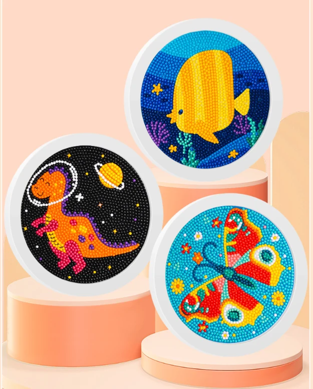 Cartoon unicorn framed diamond art kit for girls diamond dots painting for kids with round frames