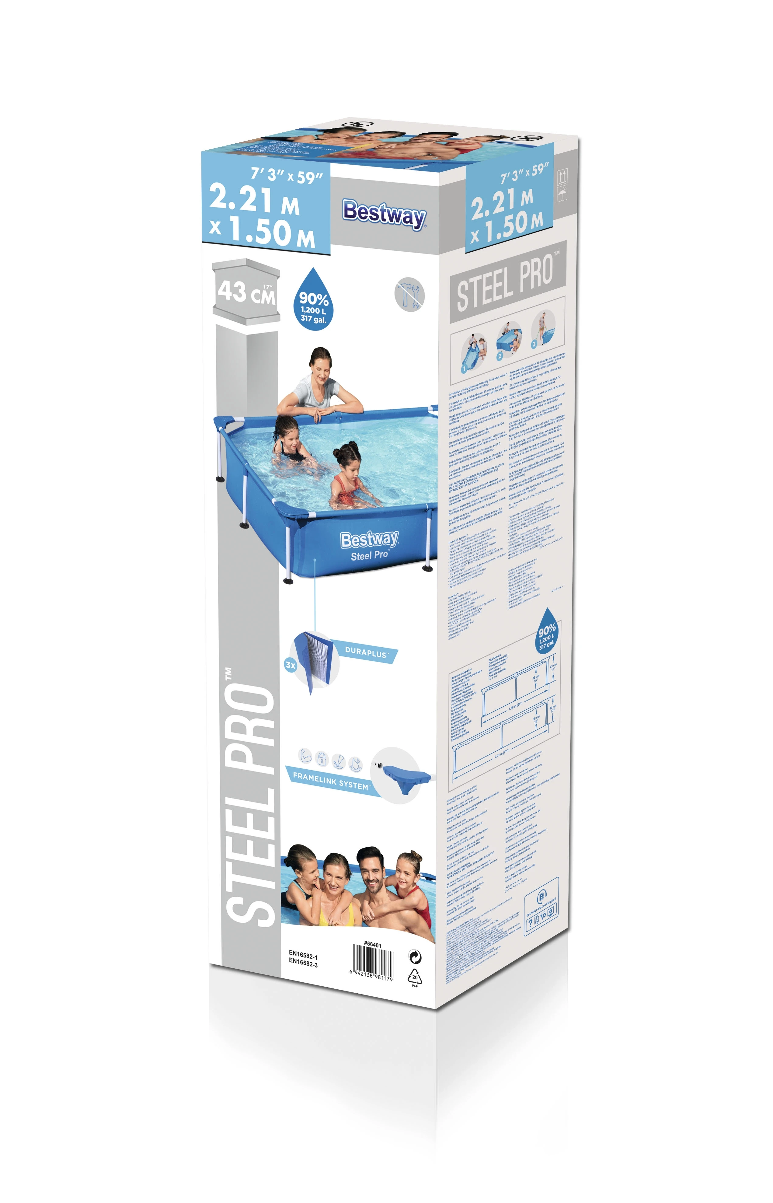 Best seller  Bestway 56403 2.59m x 1.70m x 61cm rectangular Steel metal frame agp Pool above ground swimming pool