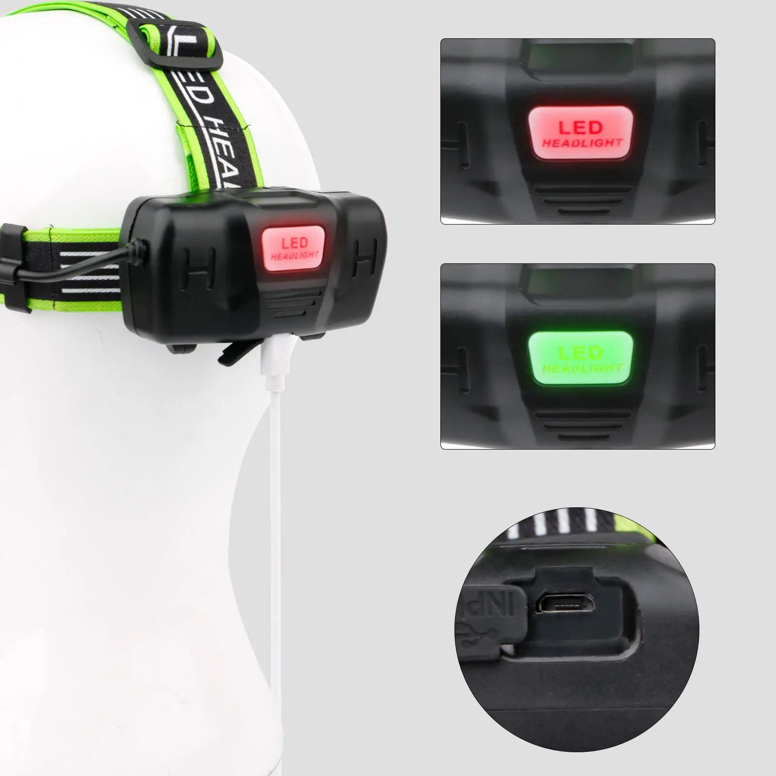 Usb Rechargeable Safety Head Lamp Outdoor Waterproof Headlamp Xhp50 Head Lights High Power Head Torch Fishing Camping Running