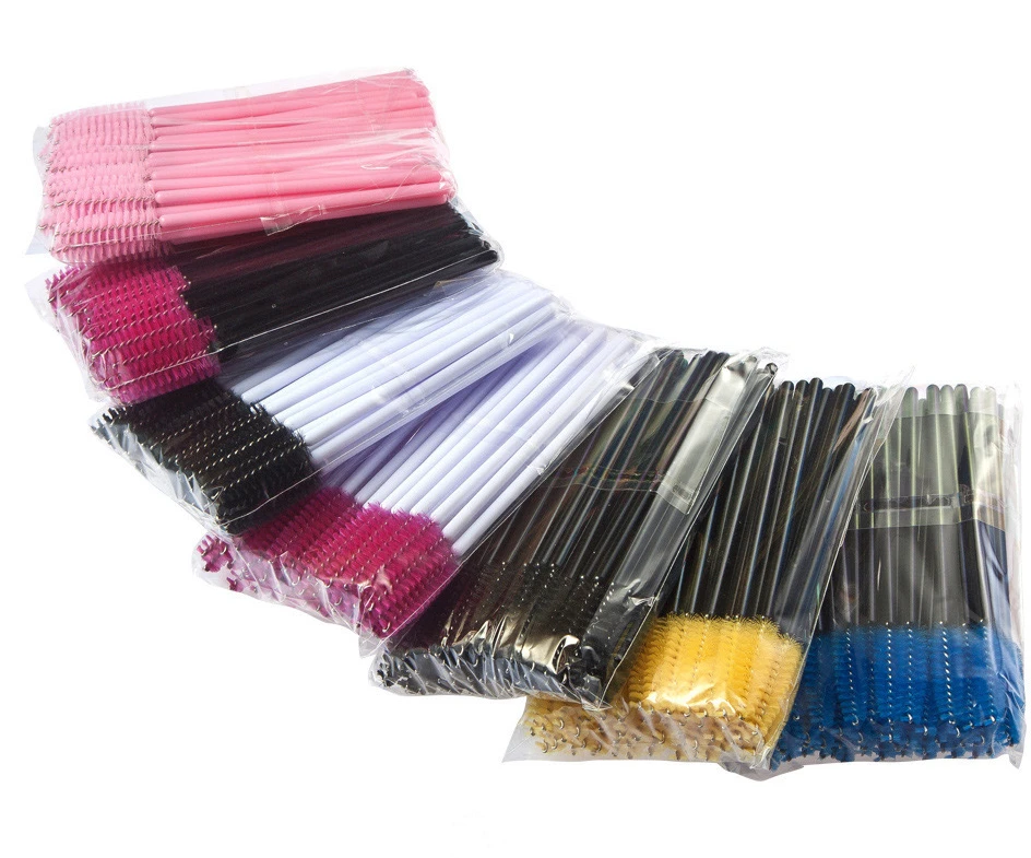 Wholesale Solid Handle Different Colors Makeup Tool Eyelash Eyebrow Brush Disposable Mascara Wands