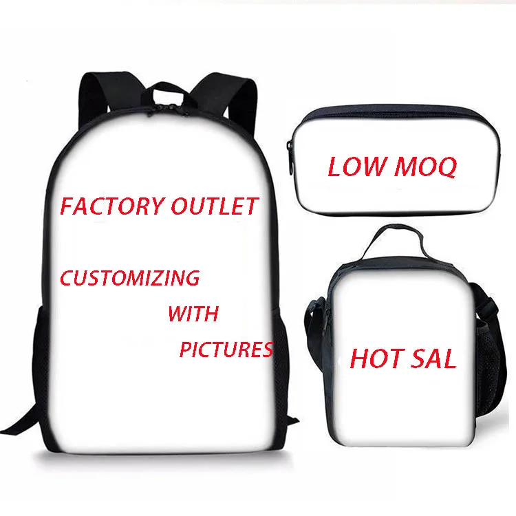 2024 Factory Outlet Customized Korean Pink Girls Group Three Piece Set School Bags Kids Backpack