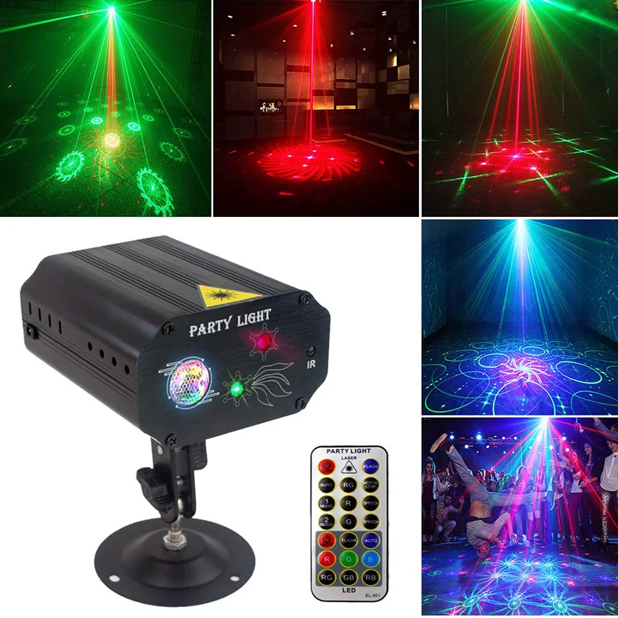 
48 Patterns Mini RGB LED Laser Spotlight Disco DJ Remote Control LED Stage Effect Light Bar KTV Party Projector Dancing Lamp 