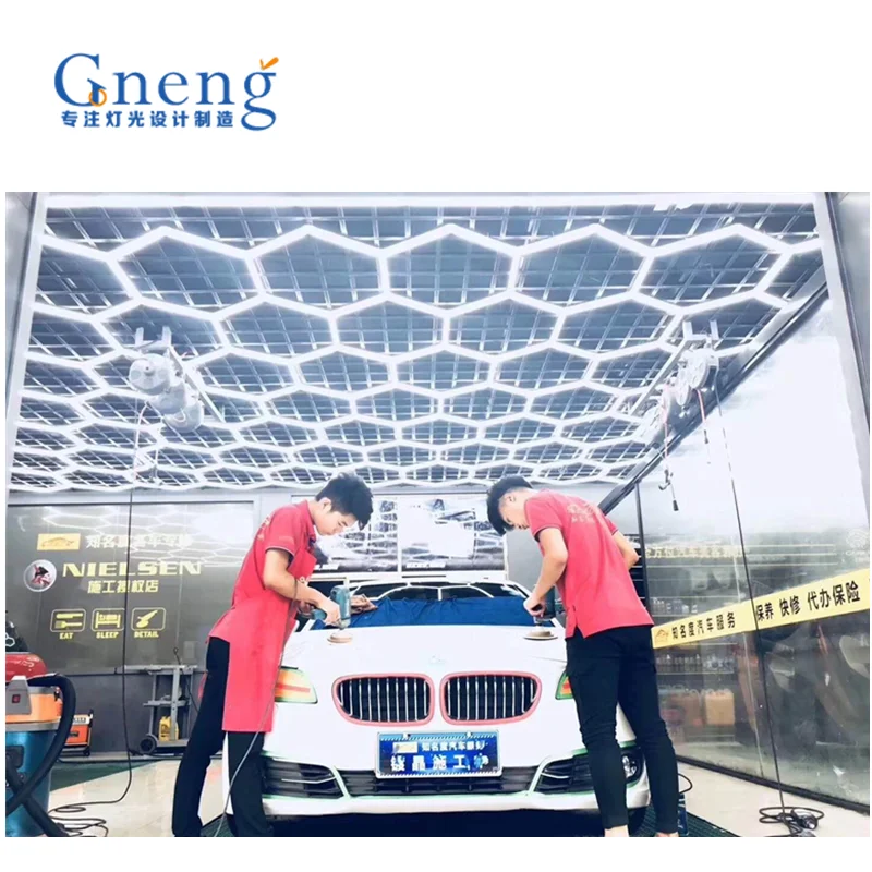 The customized LED hexagonal light without the one-step installation for the car detailing and car polishing lights