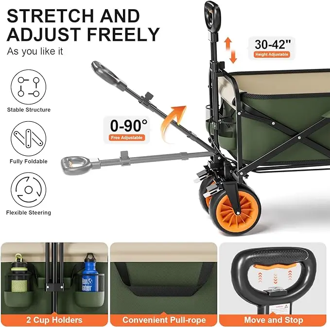 Electric Motorized Tank Wheel Cart Outdoor Garden Park Utility Kids Toy Wagon Portable Foldable Camping Beach Trolley Wagon Cart