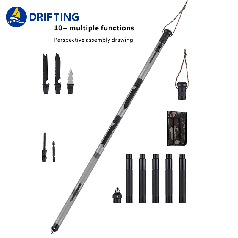 
Outdoor wilderness survival tool Alloy vehicle tactical self-defense folding canes Tactical walking stick 