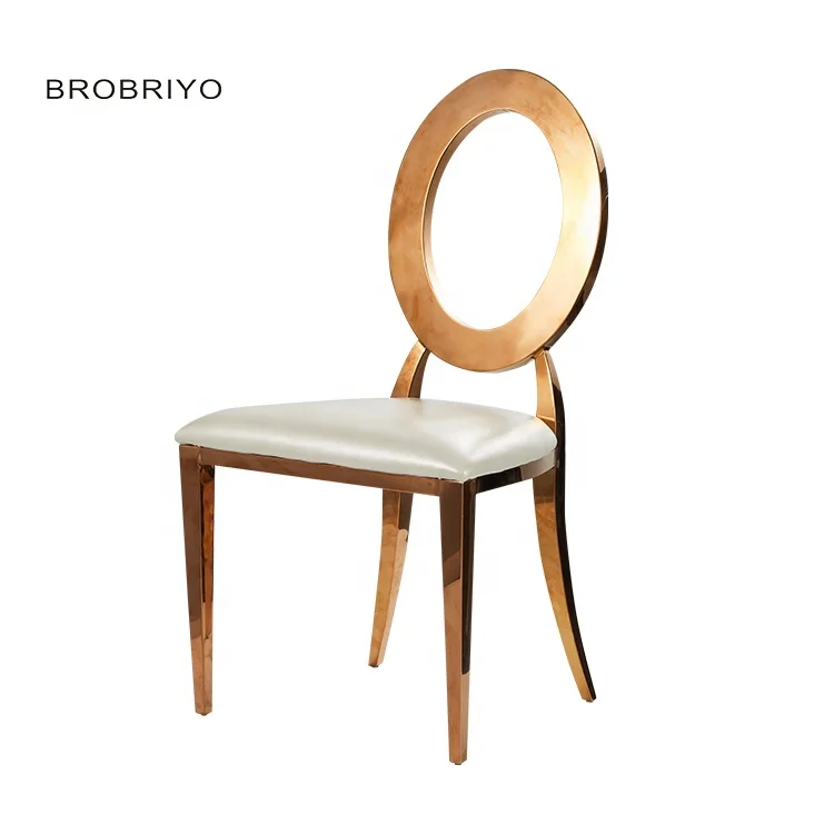 Wedding Furniture Discount Gold Banquet Chair Stainless steel Banquet O back Chair Gold Banquet Chair
