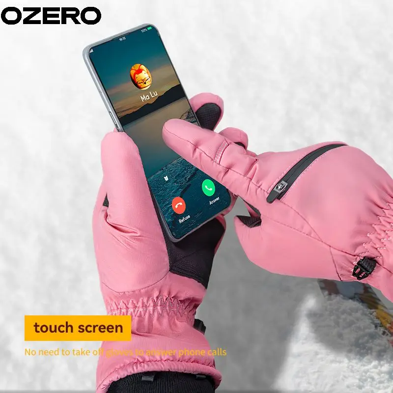 OZERO Mitten Sports Waterproof Private Logo Polyester Nylon Touch Screen Ski Jumping Gloves