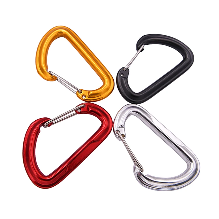 Wholesale or retail high quality climbing carabiner keychain 6.5cm customized aluminum hook wire gate carabiner clip