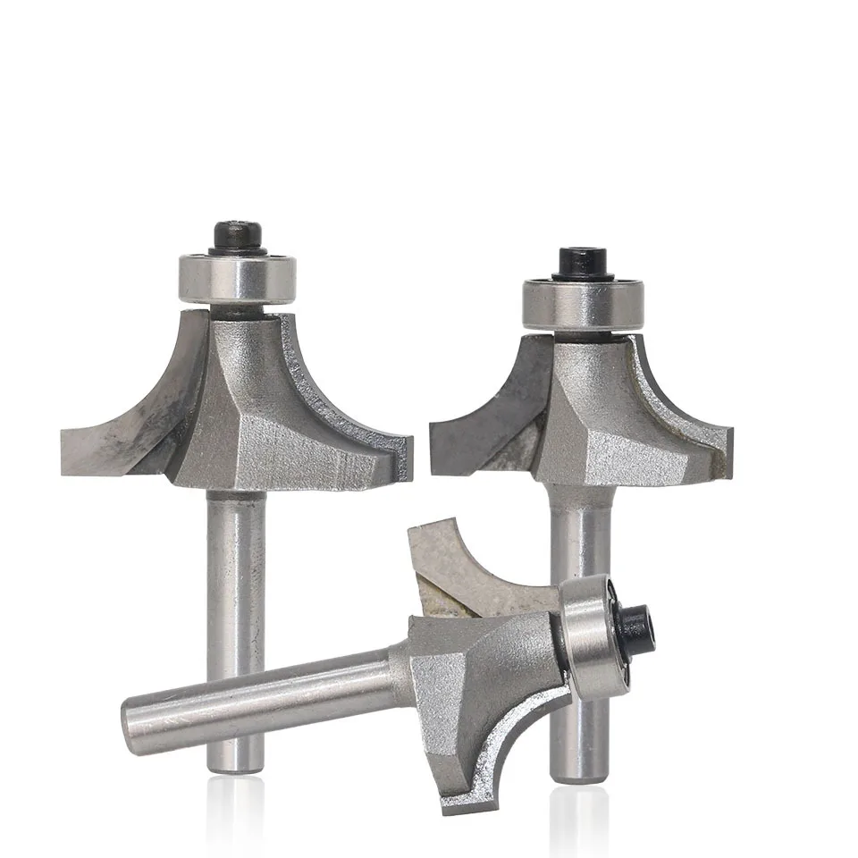 4pcs 1/4 inch Shank Round-Over Router Bits set face mill  bearing milling cutter Corner Round Over bits