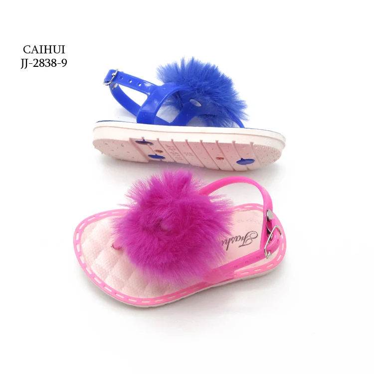 Soft baby shoes children slippers high quality with fur sandals for girls
